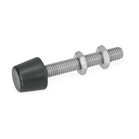 Otto Ganter Stainless Steel Toggle Clamp Spindle Assembly with Rubber Pressure Pad, GN 708.1